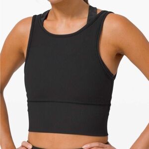 NWOT Lululemon Power Pivot Tank *Everlux ribbed black tank top size 6